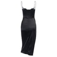 thumbnail image 4 of Women Summer Skirt, Solid-Color Spaghetti Straps V-Neck High Slit Slip Dress, 4 of 10
