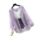 thumbnail image 2 of Mdesiwst Sunscreen Coat Clothing Women Loose Mid-length Button Shirt Summer Thin Breathable Long Sleeve Hooded Coat Outdoor Sports Top, 2 of 6
