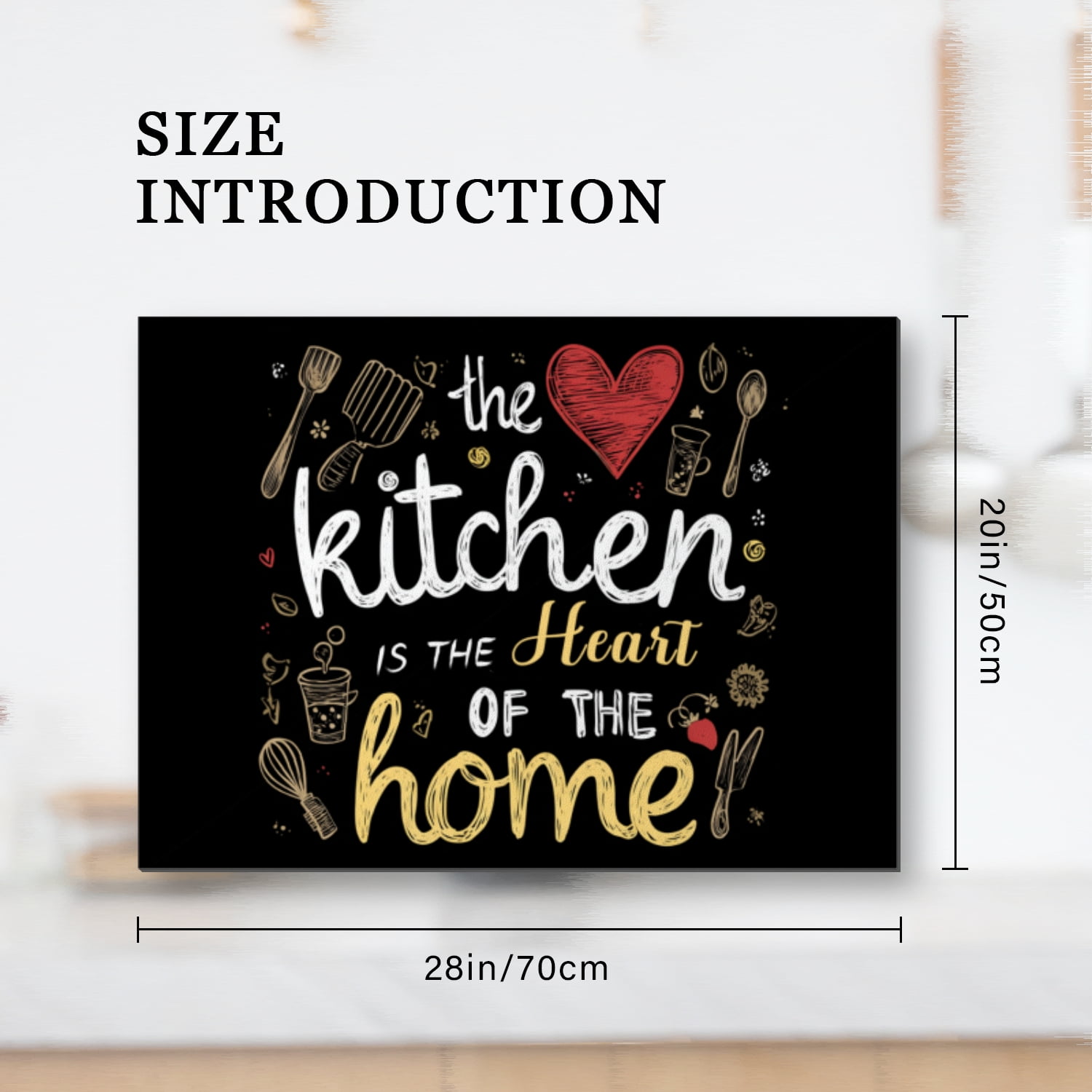 Square Stovetop Covers for Glasstop Stoves, Kitchen is The Heart of The Home Heart Print Non-slip Cooktop Cover, Washable Ceramic Stove Top Protector Mat for Kitchen RV (28×20 Inch)