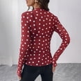 thumbnail image 7 of GZWYHT Women's Sheer Mesh Tops Polka Dot Print Long Sleeve Shirts Blouses Slim Fit T Shirts See Through Blouse Red L, 7 of 7