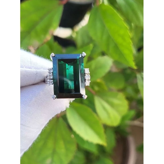 Certified Natural Green Emerald Ring 925 Sterling Silver Handmade Engagemant Ring