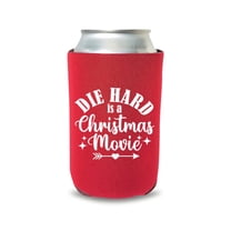 Christmas Can Cooler, Die Hard Is A Christmas Movie Coolie, Christmas Party Favors, Christmas Gift, Holiday Beer Hugger, White Elephant Gift (Red)