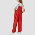 thumbnail image 7 of Zanarzt Toddler Girl Jumpsuit Summer Girls Casual Jumpsuits Spaghetti Strap Sleeveless Loose Romper Long Pants with Pockets Kids Clothes Red,7-8 Years, 7 of 7