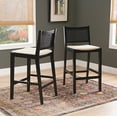 thumbnail image 2 of Powell Bilberry 29" Indoor Low Cane-Back Wood Barstool, Set of 2, Black/Natural/Beige, 2 of 16