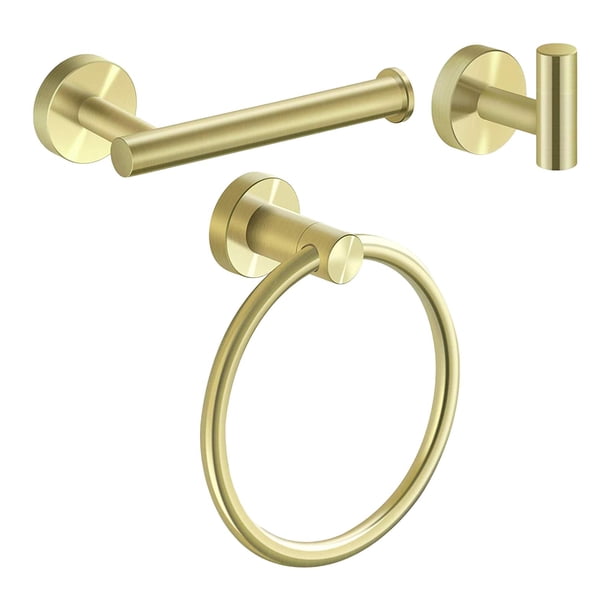 Paquete de 3 toalleros, toallero de baño, soporte de papel higiénico, accesorios de baño multiusos, montado en la pared para cocina, , , Oro Soledad estante de baño