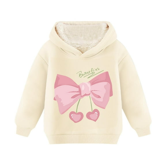 TFEOQRY Children Girls Hooded Sweatshirts Fashion Casual Long Sleeve Composite Velvet Tops Hoodie Lamb Wool And Thickening pullover Tops