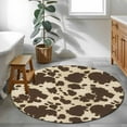 thumbnail image 4 of Cow Print 3ft Round Rug, Farmhouse Beige Brown Animal Prints Vintage Non-Skid Rubber Backing Large Area Rugs - Living Room Bedroom Home Office, Indoor Floor Mat Carpets Washable Rug, 4 of 9