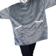 thumbnail image 2 of Sudadera con Capucha Tipo Manta para Mujer, de Forro , Cálida y Acogedora, con Bolsillo. Gris Talla Única, 2 of 7