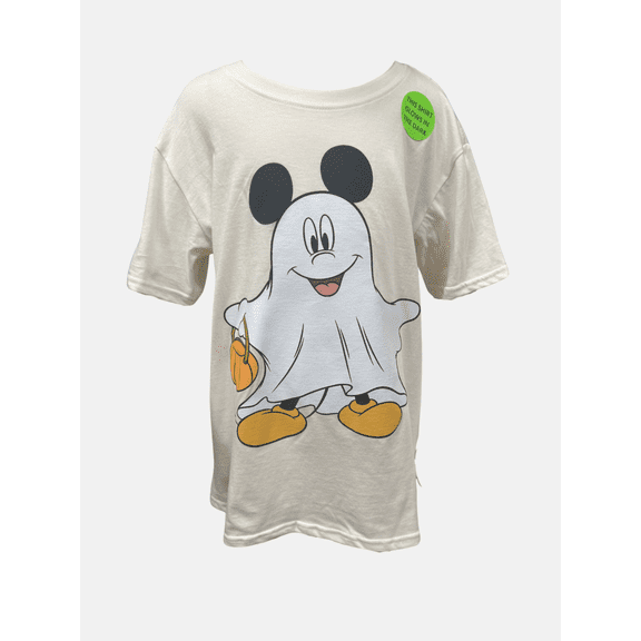 Disney Youth Glow in the Dark Halloween Ghost Mickey T-Shirt (Unisex), XS to XL