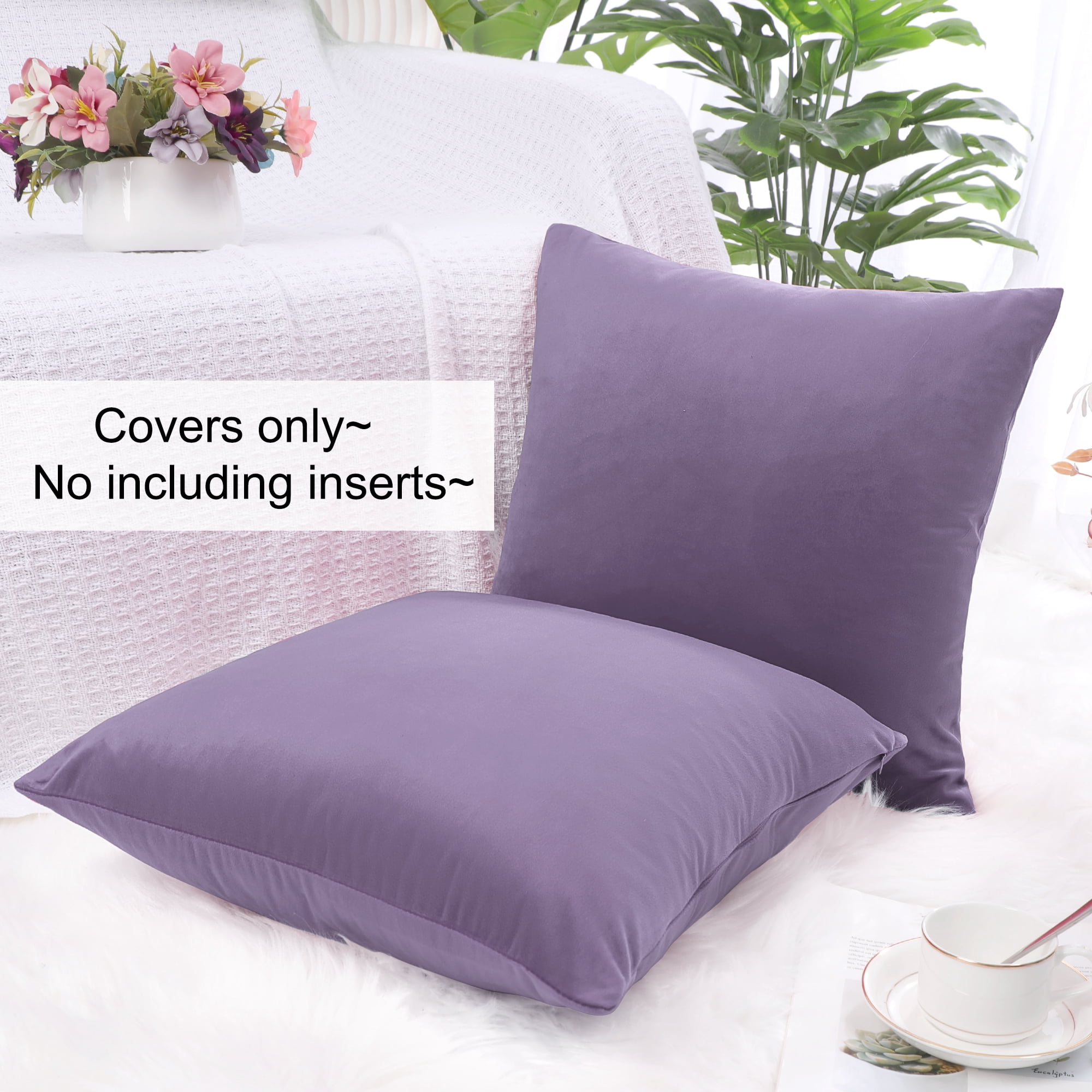 Unique Bargains Velvet Decorative softCushion Throw Pillow Cover 18" x 18" Purple