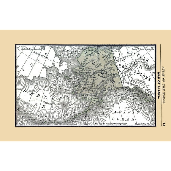 Historic State Map - Alaska - Alden 1886 - 35.25 x 23 - Vintage Wall Art