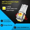 thumbnail image 7 of 6Pcs T10 194 168 Led Car Bulb 6000K White Light,Upgrade 5 SMD 5050 Chipset 2825 W5W 175 158 LED Light for Map Dome Door Courtesy License Plate Side Marker Light T10 Led Car Bulb, 7 of 7