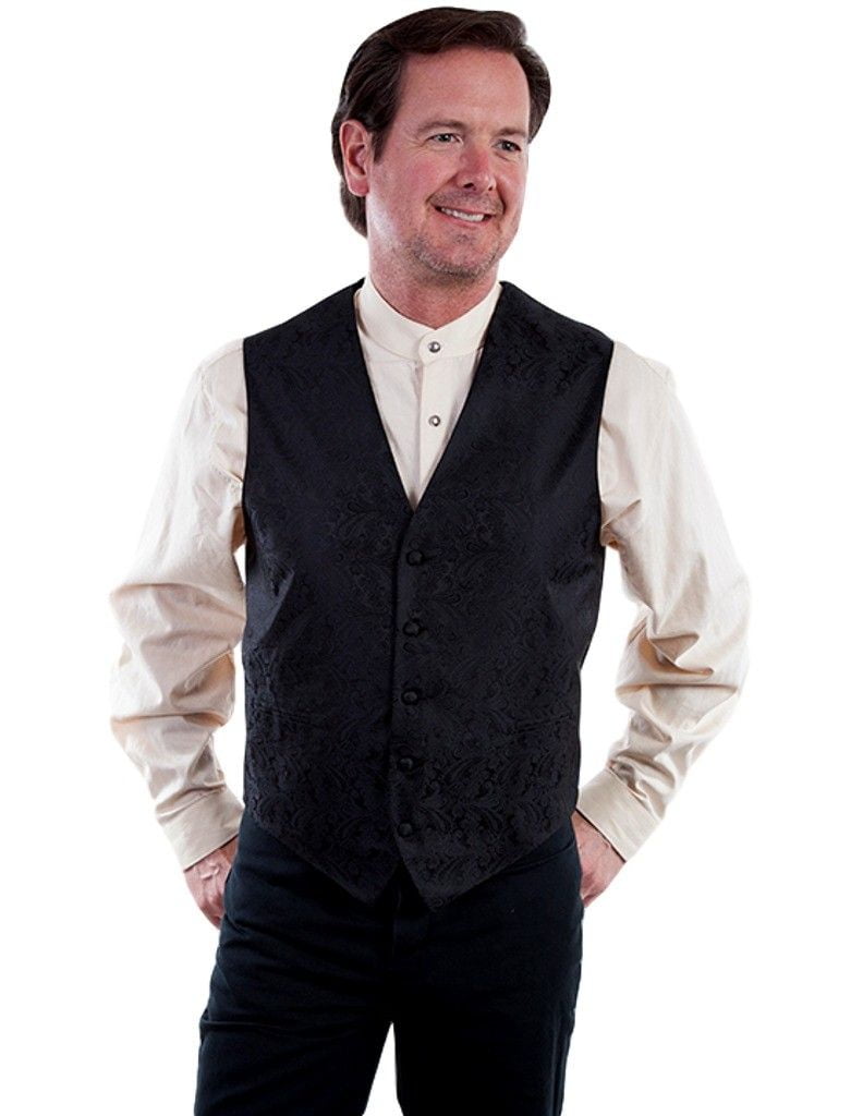 Scully Western Vest Mens Quality Paisley Button RW093NX Black