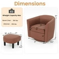 thumbnail image 3 of Costway Swivel Barrel Chair with Ottoman Footrest Curved Backrest & Armrests Living Room Brown, 3 of 8