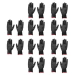 Gants de travail Hommes, Gants du travail Pack 10 Gants de travail de sécurité en paires PU Enduit Statique Proof Nylon Général Noir avec Bord Rouge pour Lab, Atelier électronique, Jardinage