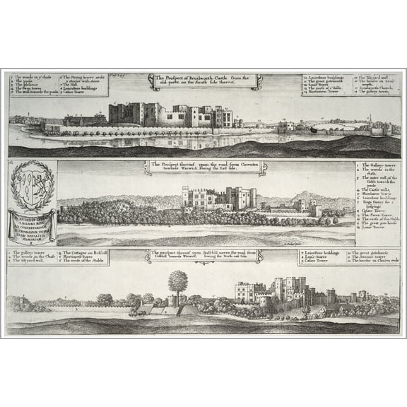 24"x36" Gallery Poster, Kenilworth Castle by wenceslaus hollar 17th century