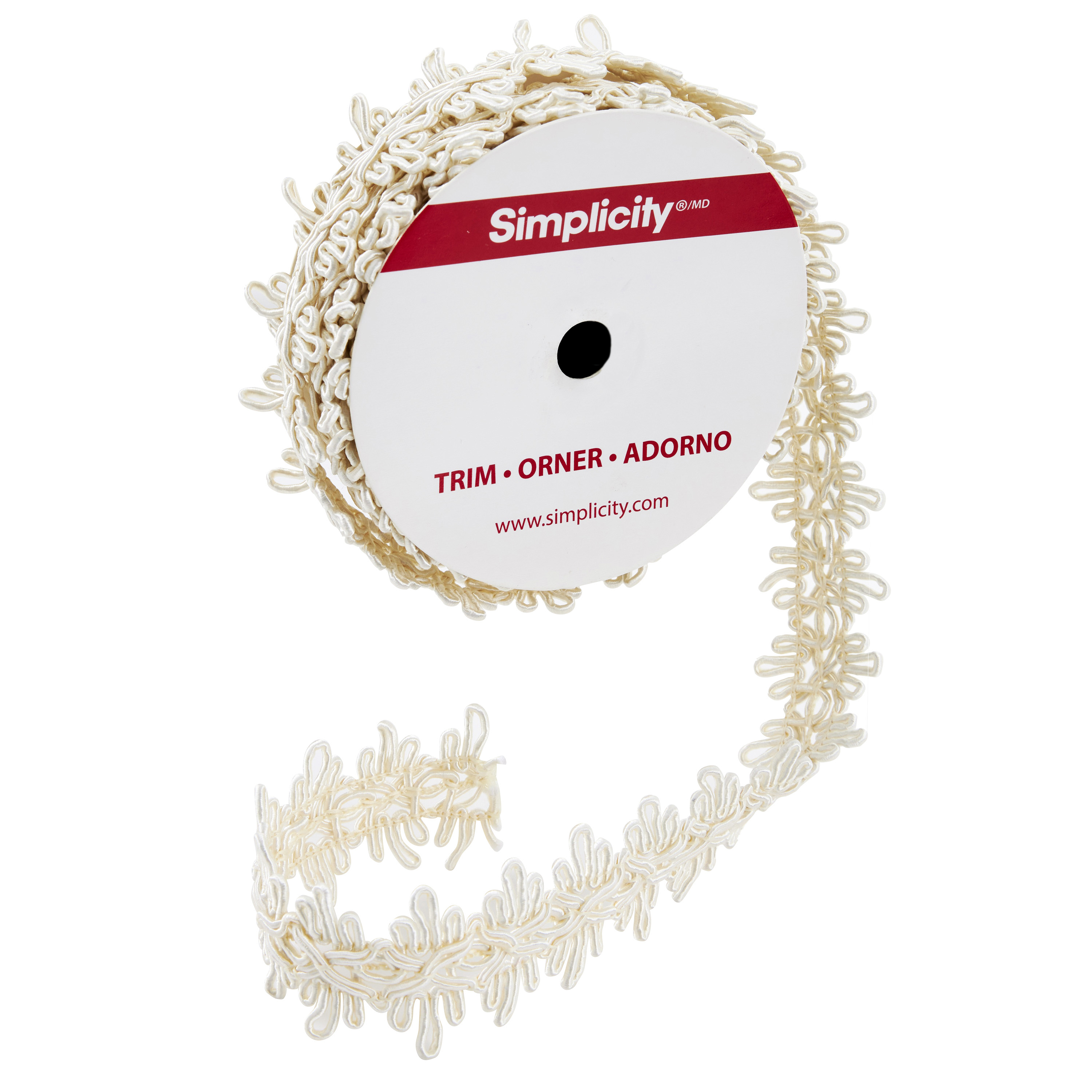 Simplicity Trim, Ecru 1 1/8 inch Ornate Gimp trim great for apparel, costumes, home decorating, and crafts, 3 Yards, 1 Each