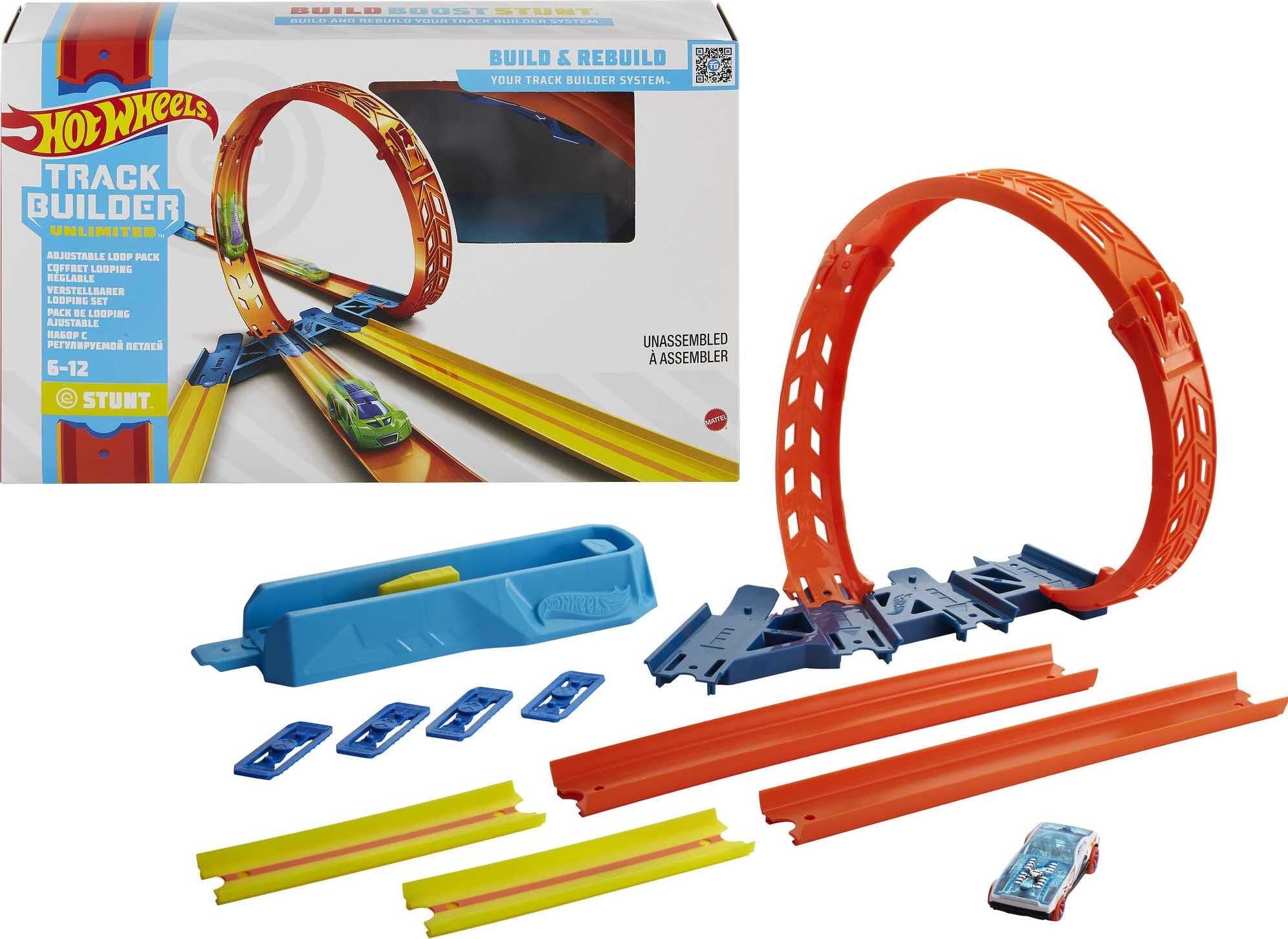 24" Loop Builder Track Ages 3 12 Feet of Hot Wheels Race Car Tracks Mattel 