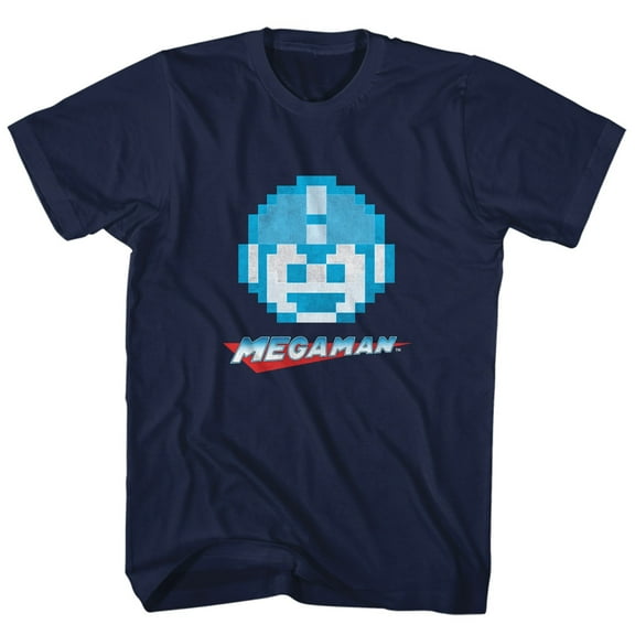 Mega Man Mega Face Navy Adult T-Shirt