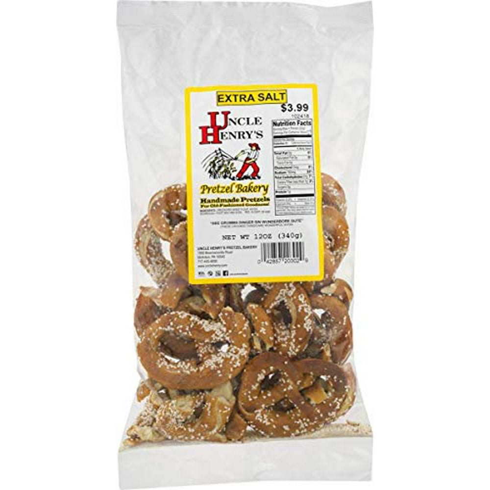 Uncle Henry's Pretzel Bakery Handmade Extra Salt Pretzels, 3Pack 12 oz