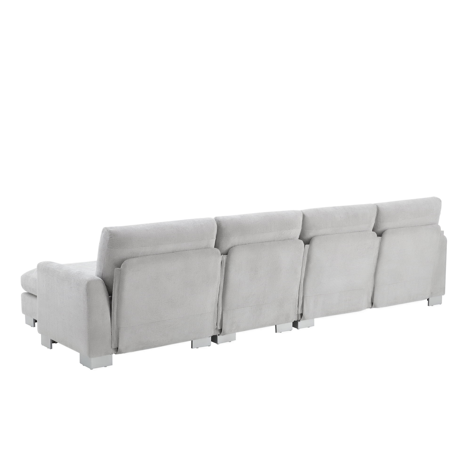 MAYEERTY 119x55" Modern Oversized Sectional Sofa - L-Shaped 5-Seat Chenille Couch with 2 Free Pillows/Chaise for Living Room/Apartment, 2 Colors
