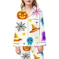thumbnail image 5 of CAIVO Girls Halloween Print Pajama Sets Lapel Long Sleeve Button Down Shirt With Pants 2 Piece Kids Nightwear Pyjamas, 5 of 5