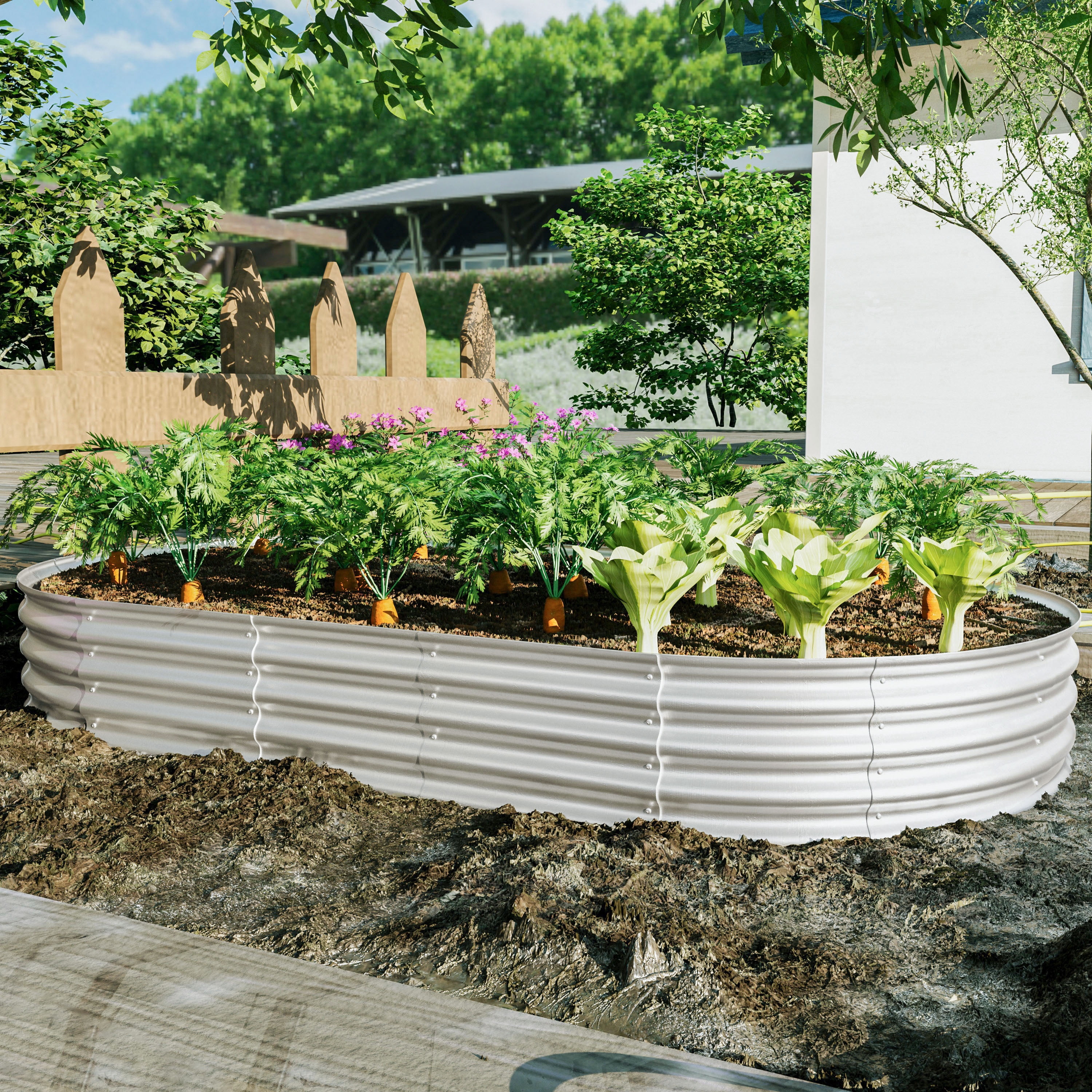 2Pcs Raised Garden Bed Kit, Galvanized Planter Raised Garden Beds for Outdoor Vegetables, Flowers &Herbs, Heavy Duty, Rust-Resistant, 8x4x1Ft