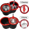 thumbnail image 3 of Spin Mop and Bucket with Wringer Set, 360° Microfiber Mop, Self-Wringing System, Telescopic Stainless Steel Handle, 3 Mop Heads, Dual-Chamber Bucket for Home Cleaning, 3 of 8