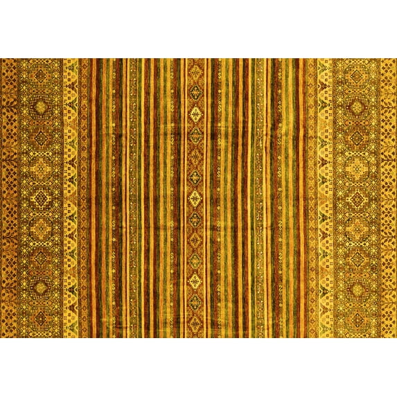 Ahgly Company Indoor Rectangle Abstract Yellow Modern Area Rugs, 8' x 10'