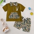 thumbnail image 2 of Ulanda Toddler Baby Boy Summer Clothes Camouflage Quarter Zip Short Sleeve T Shirt Shorts 2 Piece Outfits Set (Brown, 2-3 Years), 2 of 7