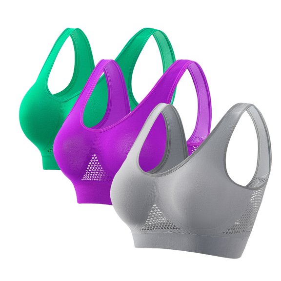 ALLLIST Sports Bras for Women High Impact Pack of 3 Padded Bralette Plain Comfy Women's Underwear