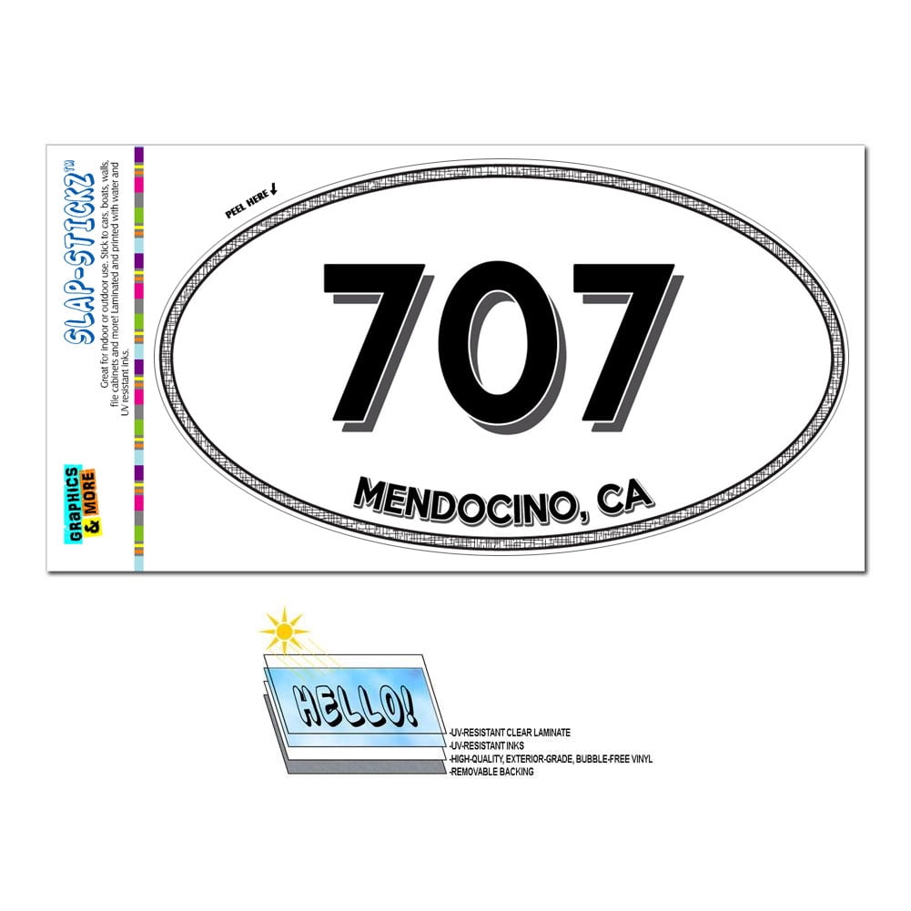 707 - Mendocino, CA - California - Oval Area Code Sticker - Walmart.com