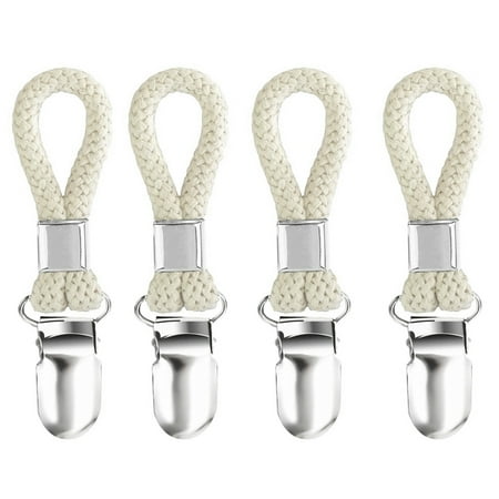 

Tea Towel Clips for Hanging with Loop Cotton Metal Cloth Hook Clip Hangers for Home Storage Kitchen Towel Hooks Holder Beige-Set of 4