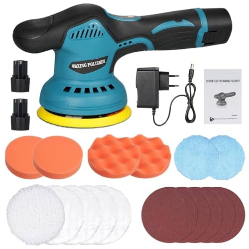 20pcs Cordless Buffer Polisher kit, 6 Inch Car buffer Waxer Kitwith 8 Variable Speed, 2800-5500OPM Brushless Polisher forfor Car Detailing,Boat Sanding,Scratch Removing