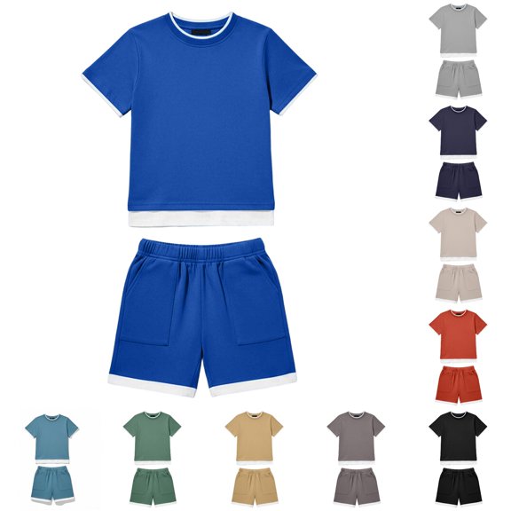 WhouRiu Boys Summer Outfits Kids Short Sleeve Tees And Shorts Sets Casual Daily Clothes