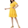 thumbnail image 4 of INSPIRE CHIC Smocked Dress for Women's Summer Casual  Bow Tie Back Ruffle A-Line Dresses L Yellow, 4 of 6