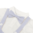 thumbnail image 5 of IBTOM CASTLE Baby Boys 1st Birthday Formal Suit Gentleman Wedding Tuxedo Outfits Bowtie Romper Suspenders Short Pants Baptism Christening Clothes Cake Smash 6-12 Months Light Blue, 5 of 8