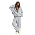 thumbnail image 2 of BRELIL Women's Two Piece Outfits Set Hoodie Long Sleeve Casual Loungewear Wide Leg Pants Matching Tracksuit Solid Loose Fall Winter Vacation Travel Lounge Set, Gray S, 2 of 6