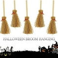 thumbnail image 3 of Harliver Miniature Artificial Mini Straw Brooms, Halloween Straw Craft Decoration, Small Dollhouse Witch Broomstick with Red Ropes Wizard Toy Witches Accessory for Costume Cosplay Party, 3 of 5