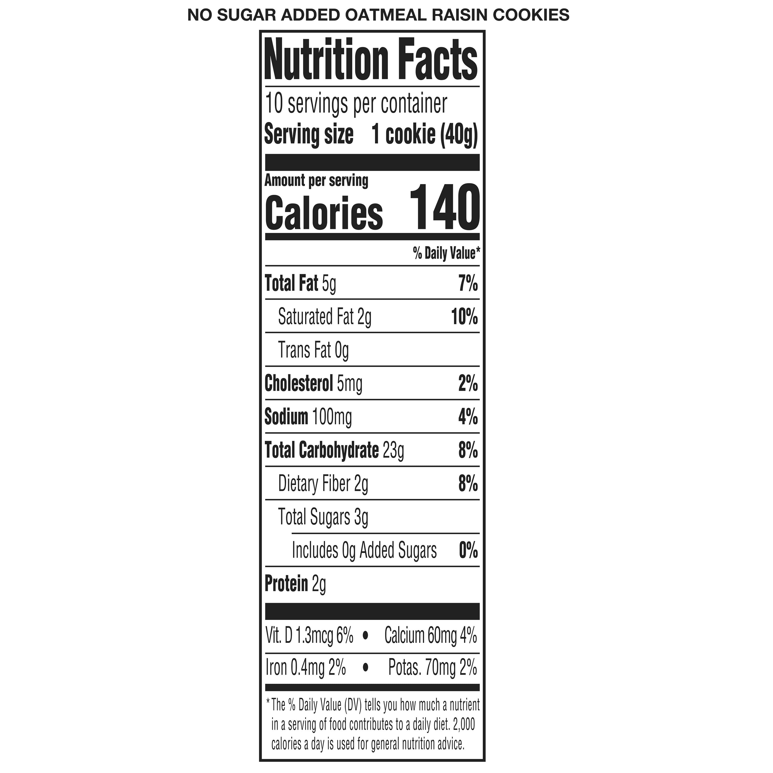 Freshness Guaranteed No Sugar Added Baked Oatmeal Raisin Cookies, 14 oz, 10 Count (Shelf Stable)