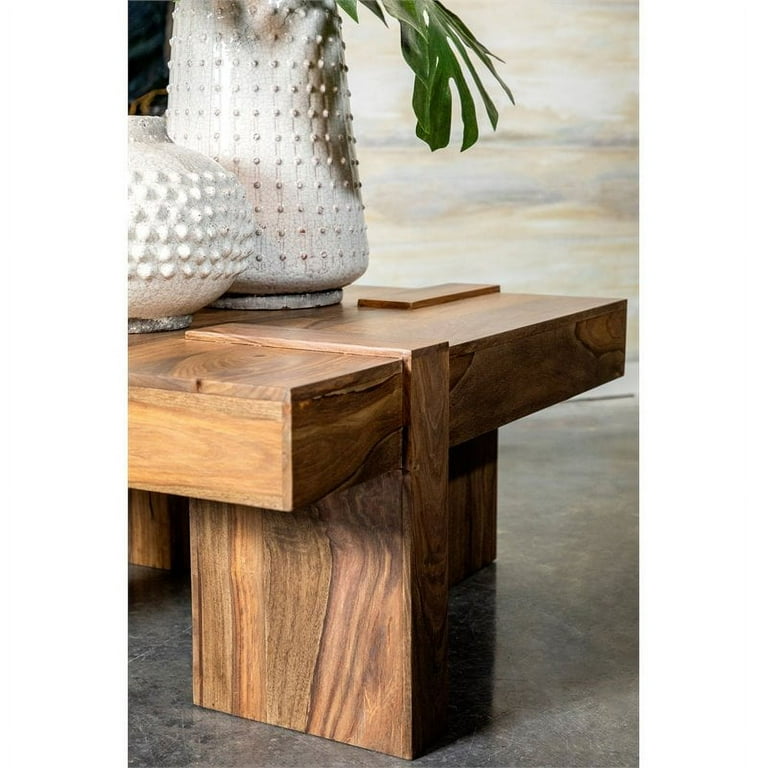 Samira Wooden Square Coffee Table Natural Sheesham Walmart