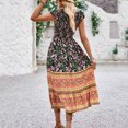 thumbnail image 5 of Vestido de Verano de Manga Corta para Mujeres Moda Casual Sexy Plegado de Impresión Vestido con Cuello en V, Estilo de Vendaje de Poliéster de Verano, Lavado de Manos, 5 of 5