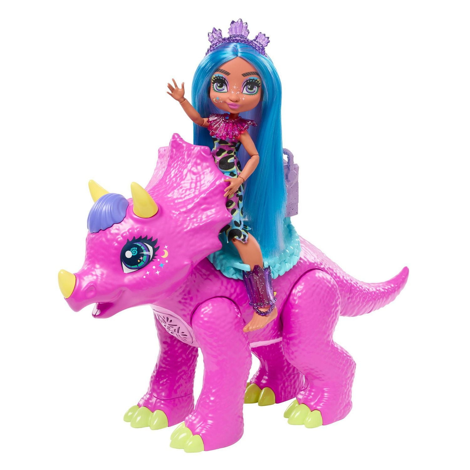 Cave Club-Coffret avec Poupée Tella-Figurine de Partyceratops et Sons