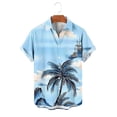 thumbnail image 6 of Handshe Men's Hawaiian Print Short Sleeve Shirt, Button-Down Camp Collar Shirt with Floral Patterns, Casual Linen Blend Shirt for Beach Vacation and Summer Outings, 6 of 6