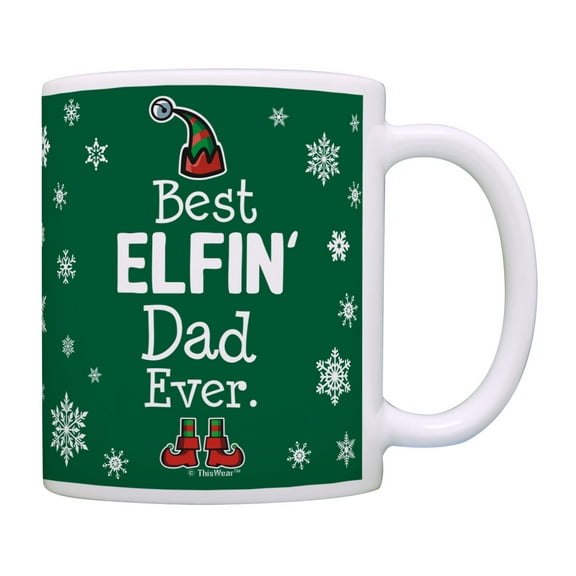 ThisWear Christmas Coffee Mug for Dad Best Elfin Dad Ever Dad Gifts for Christmas Coffee Mug Green