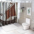 thumbnail image 7 of Orinice  Sailboat Pattern Shower Curtain Sets Viking Scandinavian Abstract Wave Bathroom Sets with Non-Slip Rugs, Toilet Lid Cover and Bath Mat with Standard Size 60x72, 7 of 7