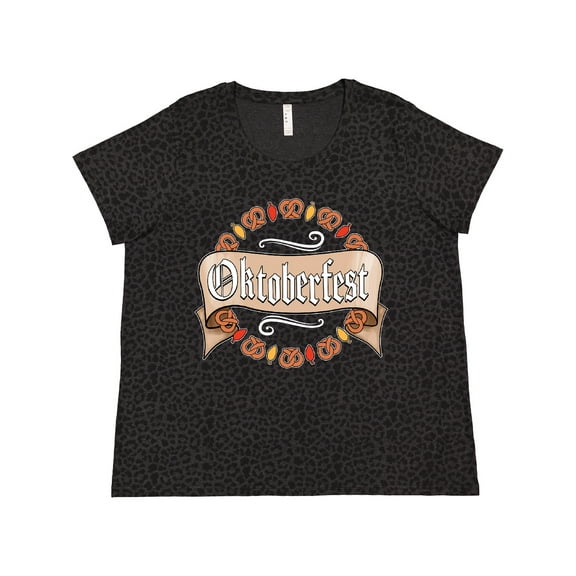 Inktastic Oktoberfest Pretzels and Leaves Women's Plus Size T-Shirt