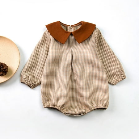 

NIUREDLTD Baby Girls Cotton Plaid Autumn Long Sleeve Romper Bodysuit Clothes
