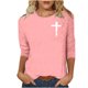 thumbnail image 1 of Mujeres Tres Cuartos de Manga Tops Moda Impresa Suelta Casual Cuello Redondo Suéter Blusa con Mangas 3/4, Mezcla de Poliéster para el Uso Diario de Verano, 1 of 5