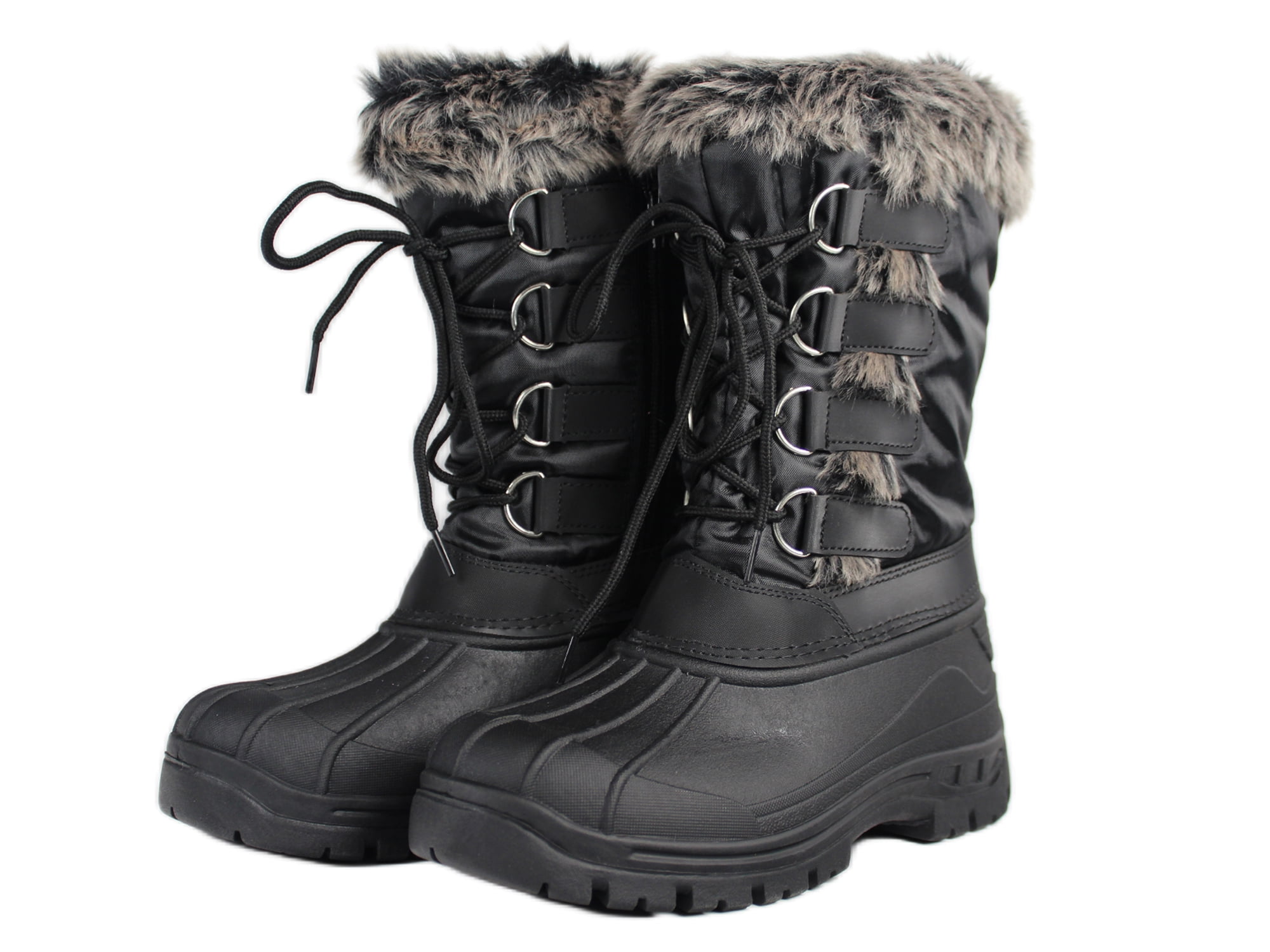 OwnShoe Women's Lace Up Faux Fur Rubber Duck Snow Boots - Walmart.com